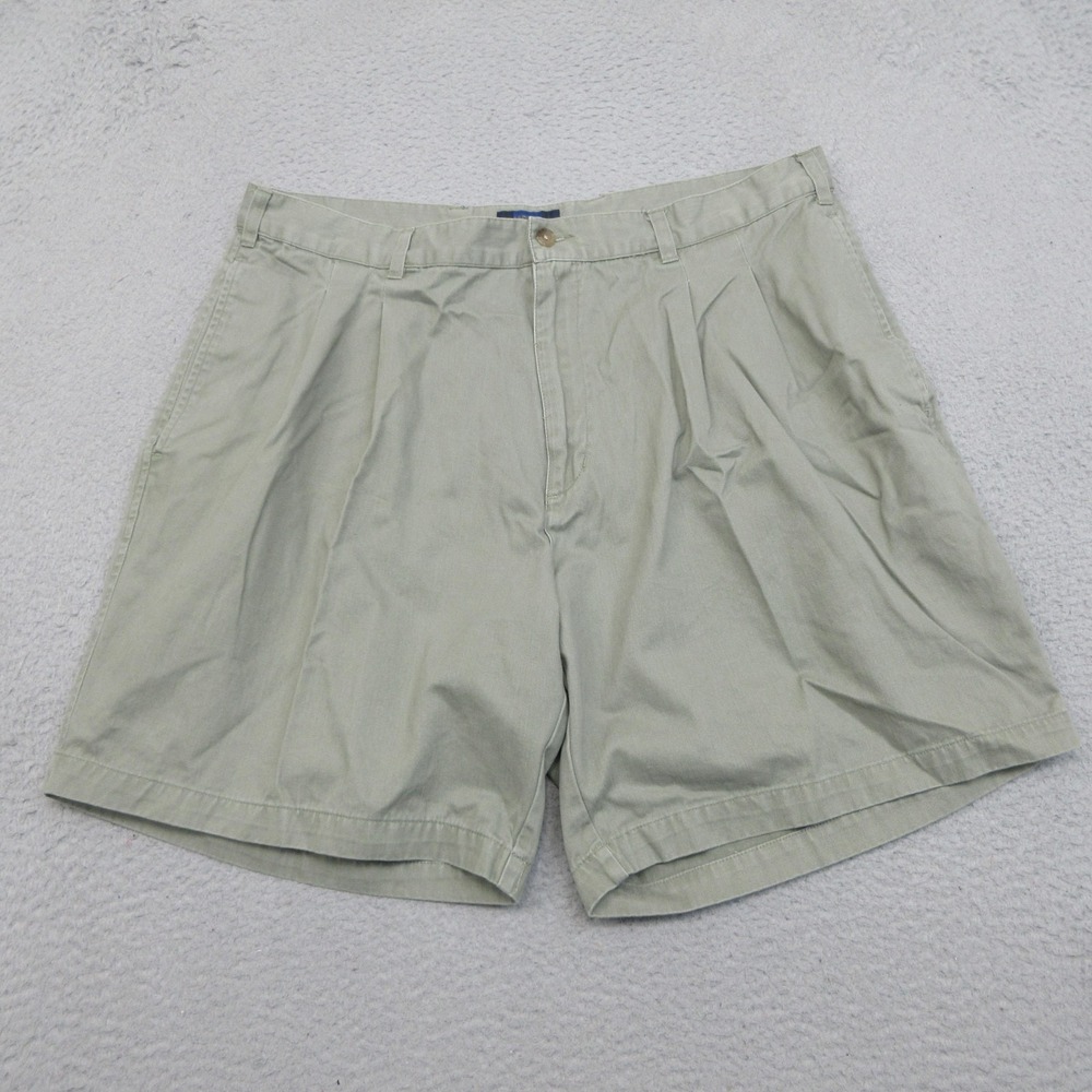 Cambridge Classics Khaki Chino Shorts Mens 38x7 Green Pleated 100% Cotton Golf